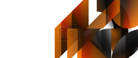 Ilustración de Ilustración vectorial cautivadora: fondo geométrico, minimalista y abstracto adornado con círculos y triángulos para papel pintado, pancarta, fondo, landing page, arte mural, invitación, impresiones, carteles - Imagen libre de derechos