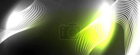 Illustration for Shiny neon waves, dynamic electric motion, energy or speed concept. Vector illustration for wallpaper, banner, background, leaflet, catalog, cover, flyer - Royalty Free Image