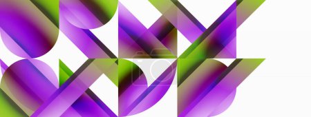 Téléchargez les illustrations : Triangles et cercles de couleurs vibrants sur fond blanc s'entrelacent pour créer une composition captivante et harmonieusement équilibrée pour les conceptions numériques, les présentations, les bannières de sites Web, les messages sur les médias sociaux - en licence libre de droit