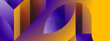 Ilustración de Formas geométricas simples - fondo abstracto geométrico dinámico. Sinfonía visual de formas y líneas de diseño para papel pintado, banner, fondo, landing page, arte de la pared, invitación, impresiones, carteles - Imagen libre de derechos