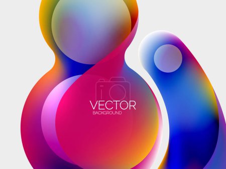 Ilustración de Hermosas formas redondas que fluyen y círculos fondo abstracto. Composición de la burbuja de color líquido - Imagen libre de derechos