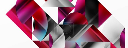 Illustration for Minimalistic elegance shines through in this metallic background, showcasing composition of circles and triangles, creating geometric masterpiece - Royalty Free Image