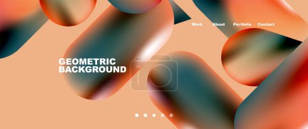 Illustration for Landing page background template. Colorful plastic round shapes abstract composition. Vector illustration for wallpaper, banner, background - Royalty Free Image