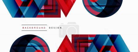 Illustration for Abstract vector design blends triangles, hexagons, and circles, creating a harmonious composition of geometric shapes that's visually captivating - Royalty Free Image