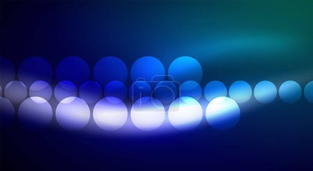 Téléchargez les illustrations : Lumière brillante Neon Bubble Circles. Illustration vectorielle pour papier peint, bannière, fond, carte, illustration de livre, page de destination - en licence libre de droit