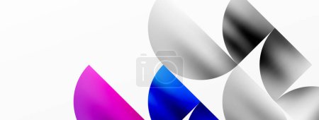 Illustration for Minimalist geometric background featuring metallic round triangles, delivering sleek and modern visual aesthetic with emphasis on clean, metallic forms for wallpaper, banner, background, landing page - Royalty Free Image