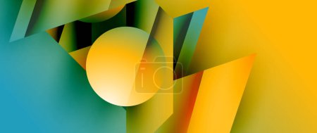 Ilustración de Atractivo telón de fondo abstracto compuesto por triángulos y círculos entrelazados, formando una danza intrigante de formas y patrones que exudan elegancia y modernidad - Imagen libre de derechos