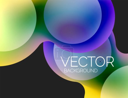 Ilustración de Hermosas formas redondas que fluyen y círculos fondo abstracto. Composición de la burbuja de color líquido - Imagen libre de derechos