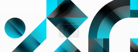 Ilustración de Círculo brillante, cuadrados, formas de triángulo minimalista telón de fondo geométrico. Diseño elegante y contemporáneo con un toque de sofisticación para diseños digitales, presentaciones, banners de sitios web, publicaciones en redes sociales - Imagen libre de derechos