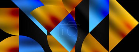 Illustration for Artistic arrangement of triangles, lines, and circular elements in a mesmerizing geometric mosaic pattern, offering a visually dynamic and captivating composition - Royalty Free Image