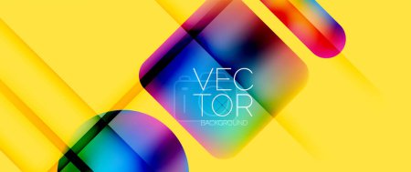 Illustration for Dynamic bright colorful geometric elements with fluid gradients, lights, shadows blend in a minimal backdrop, creating captivating composition - Royalty Free Image