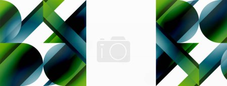 Photo for Gradient color triangles and circles on white. Dynamic blend creating captivating visual impact. Geometric background for digital designs, presentations, website banners, social media posts - Royalty Free Image