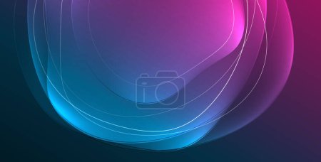 Illustration for Colorful transparent flowing fluid shapes with glow effect geometric background. Wavy lines round forms. Vector illustration For Wallpaper, Banner, Background, Card, Book Illustration, landing page - Royalty Free Image