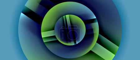 Ilustración de Brillantes círculos de metal brillante fondo geométrico. Composición abstracta mínima. Ilustración vectorial para fondo de pantalla, Banner, Fondo, Tarjeta, Ilustración de libros, landing page - Imagen libre de derechos