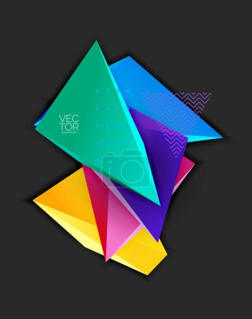 Téléchargez les illustrations : Vecteur 3d triangles géométrique abstrait fond - en licence libre de droit