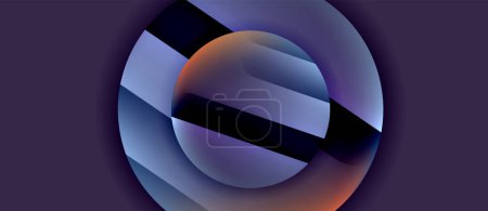 Illustration for Glossy metal glowing circles geometric background. Minimal abstract composition. Vector illustration For Wallpaper, Banner, Background, Card, Book Illustration, landing page - Royalty Free Image