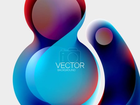 Illustration for Beautiful flowing round shapes and circles abstract background. Liquid color bubble composition - Royalty Free Image