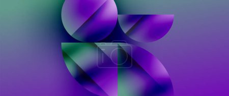 Illustration for Canvas of minimalistic artistry unfolds - metallic circles and squares in perfect equilibrium. Subtle yet striking, their polished demeanor creates a serene symphony of geometry - Royalty Free Image