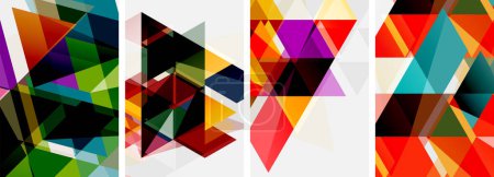 Illustration for Colorful bright triangles with various colors and transparencies. Vector illustration For Wallpaper, Banner, Background, Card, Book Illustration, landing page - Royalty Free Image