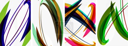 Ilustración de Coloridas líneas de onda cartel conjunto para el papel pintado, tarjeta de visita, cubierta, cartel, pancarta, folleto, encabezado, sitio web - Imagen libre de derechos