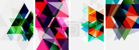 Téléchargez les illustrations : Triangles lumineux colorés avec différentes couleurs et transparences. Illustration vectorielle pour papier peint, bannière, fond, carte, illustration de livre, page de destination - en licence libre de droit