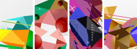 Ilustración de Elementos geométricos en conjunto de composición de póster abstracto. Ilustración vectorial para fondo de pantalla, Banner, Fondo, Tarjeta, Ilustración de libros, landing page - Imagen libre de derechos