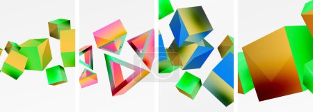 Photo for Composition of 3d cubes and other geometric elements background design for wallpaper, business card, cover, poster, banner, brochure, header, website - Royalty Free Image