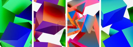 Illustration for Composition of 3d cubes and other geometric elements background design for wallpaper, business card, cover, poster, banner, brochure, header, website - Royalty Free Image