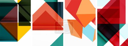 Foto de Conjunto de fondos abstractos de composición triangular aleatoria. Ilustración vectorial para papel pintado, tarjeta de visita, cubierta, póster, pancarta, folleto, encabezado, sitio web - Imagen libre de derechos
