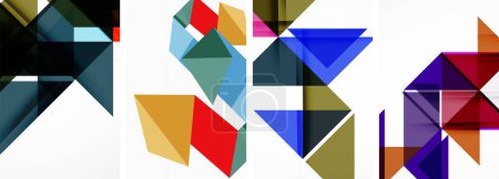 Ilustración de Conjunto de fondos de plantilla de cubierta de póster de triángulo colorido. Ilustración vectorial para fondo de pantalla, Banner, Fondo, Tarjeta, Ilustración de libros, landing page - Imagen libre de derechos