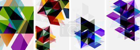 Téléchargez les illustrations : Triangles lumineux colorés avec différentes couleurs et transparences. Illustration vectorielle pour papier peint, bannière, fond, carte, illustration de livre, page de destination - en licence libre de droit