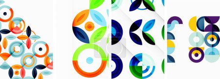 Ilustración de Círculos y anillos fondos geométricos. Carteles para papel pintado, tarjeta de visita, cubierta, cartel, pancarta, folleto, encabezado, sitio web - Imagen libre de derechos