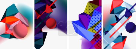 Illustration for 3d sphere and 3d low poly triangle design. Vector illustration For Wallpaper, Banner, Background, Card, Book Illustration, landing page - Royalty Free Image