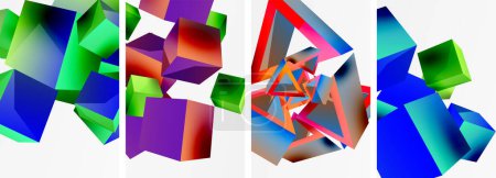 Téléchargez les photos : Composition de cubes 3D et d'autres éléments géométriques conception de fond pour papier peint, carte de visite, couverture, affiche, bannière, brochure, en-tête, site Web - en image libre de droit