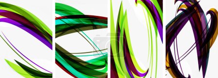 Illustration for Colorful wave lines poster set for wallpaper, business card, cover, poster, banner, brochure, header, website - Royalty Free Image