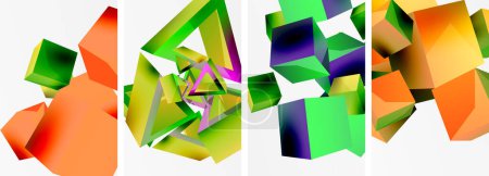 Photo for Composition of 3d cubes and other geometric elements background design for wallpaper, business card, cover, poster, banner, brochure, header, website - Royalty Free Image