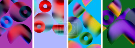 Ilustración de Círculos y triángulos con colores degradados de colores brillantes. Ilustración vectorial para fondo de pantalla, Banner, Fondo, Tarjeta, Ilustración de libros - Imagen libre de derechos