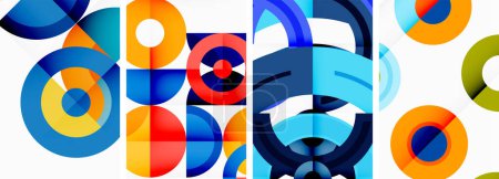 Illustration for Round geometric elements and circles in background design for wallpaper, business card, cover, poster, banner, brochure, header, website - Royalty Free Image