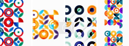 Illustration for Circles and rings geometric backgrounds. Posters for wallpaper, business card, cover, poster, banner, brochure, header, website - Royalty Free Image