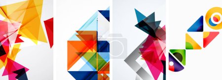 Illustration for Set of abstract random triangle composition backgrounds. Vector illustration for for wallpaper, business card, cover, poster, banner, brochure, header, website - Royalty Free Image