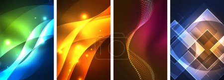 Illustration for Neon glow light lightning concept posters. Vector illustration For Wallpaper, Banner, Background, Card, Book Illustration, landing page - Royalty Free Image