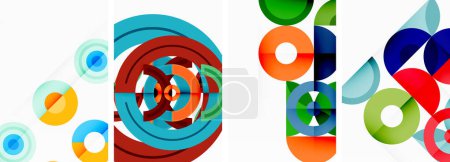 Téléchargez les illustrations : Éléments géométriques ronds et cercles dans la conception d'arrière-plan pour papier peint, carte de visite, couverture, affiche, bannière, brochure, en-tête, site Web - en licence libre de droit