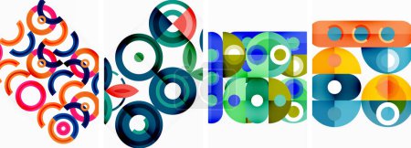Ilustración de Círculos y anillos fondos geométricos. Carteles para papel pintado, tarjeta de visita, cubierta, cartel, pancarta, folleto, encabezado, sitio web - Imagen libre de derechos