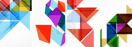 Ilustración de Conjunto de fondos abstractos de composición triangular aleatoria. Ilustración vectorial para papel pintado, tarjeta de visita, cubierta, póster, pancarta, folleto, encabezado, sitio web - Imagen libre de derechos