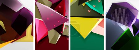 Illustration for Trendy low poly 3d triangle shapes and other geometric elements background designs for wallpaper, business card, cover, poster, banner, brochure, header, website - Royalty Free Image
