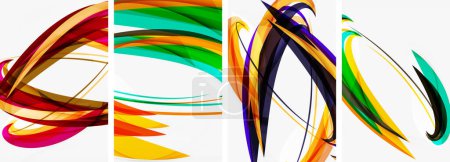 Téléchargez les illustrations : Affiches vagues colorées abstraites pour papier peint, carte de visite, couverture, affiche, bannière, brochure, en-tête, site Web - en licence libre de droit