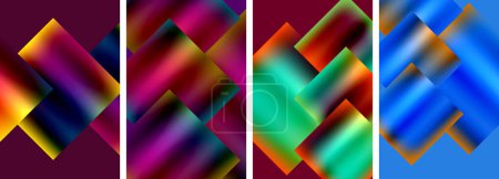 Ilustración de Fondos de carteles abstractos cuadrados de metal colorido - Imagen libre de derechos