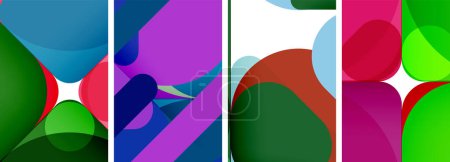 Téléchargez les illustrations : Compositions abstraites géométriques lumineuses colorées pour papier peint, carte de visite, couverture, affiche, bannière, brochure, en-tête, site Web - en licence libre de droit