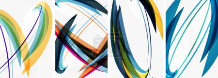 Ilustración de Coloridas líneas de onda cartel conjunto para el papel pintado, tarjeta de visita, cubierta, cartel, pancarta, folleto, encabezado, sitio web - Imagen libre de derechos