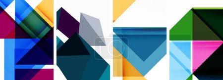 Illustration for Set of colorful triangle poster cover template backgrounds. Vector illustration For Wallpaper, Banner, Background, Card, Book Illustration, landing page - Royalty Free Image